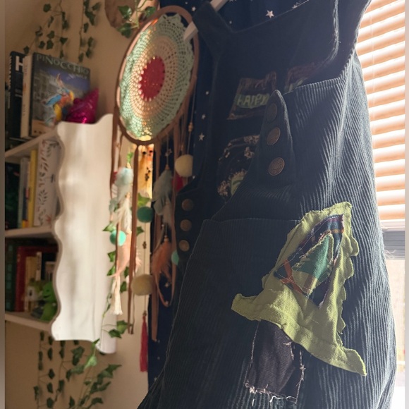 Upcycled Bob Ross Overall Dress - Picture 4 of 4